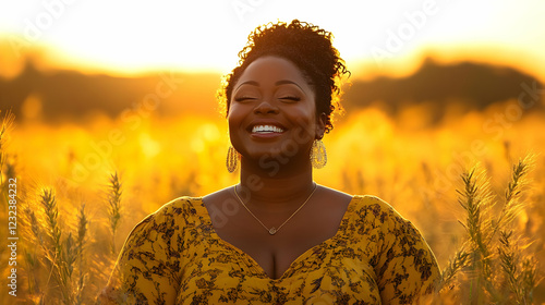 Woman Smiles in Golden Fiel...