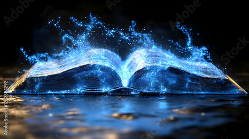 Glowing Open Book Emits Mag...