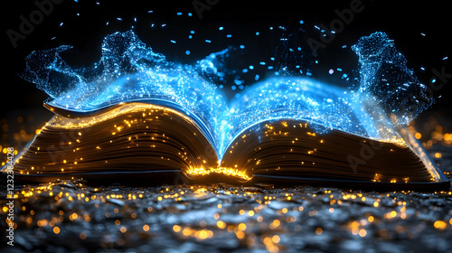 Open Book Emits Magical Blu...