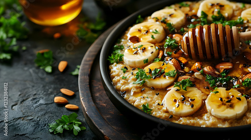 Oatmeal with banana, honey,...