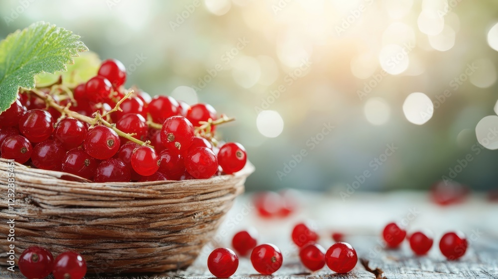 This image showcases a vibrant basket filled with fresh red berries, beautifully contrasting against a dreamy blurred background of greens and soft light, perfect for food themes. This image showcases a vibrant basket filled with fresh red berries, beautifully contrasting against a dreamy blurred background of greens and soft light, perfect for food themes.