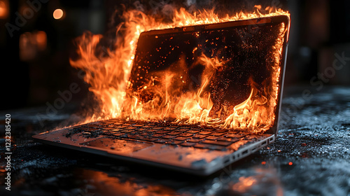 Laptop Engulfed in Flames o...