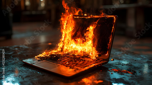Burning Laptop on Wet Table...