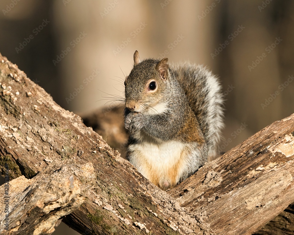 Obraz premium Squirrel on Tree Branch in Forest