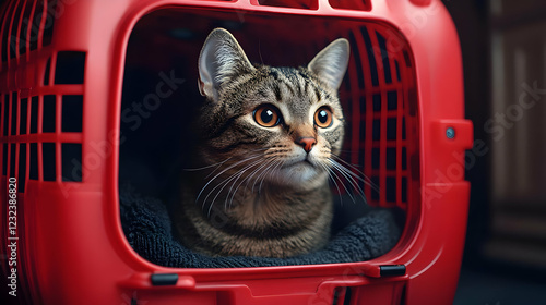 Tabby Cat Sits Calmly in Re...