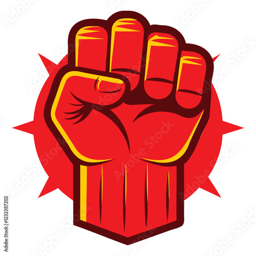 "Powerful Red Hand Fist Vector Illustration"
