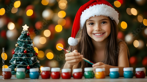 Smiling Child Paints with C...