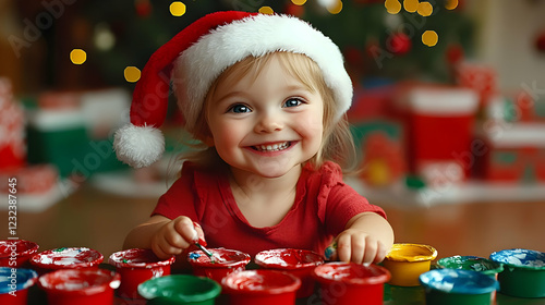Happy Child Paints with Col...