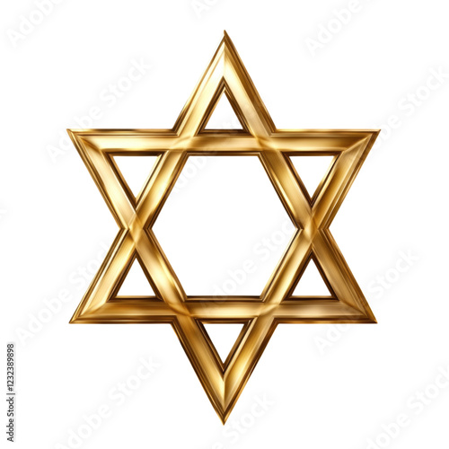 A golden Star of David with sharp, clean lines and a radiant appearance