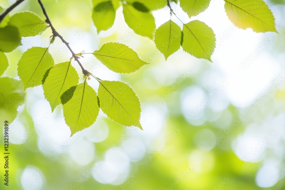 Fresh Green Leaves with Soft Blurred Background in Natural Setting Fresh Green Leaves with Soft Blurred Background in Natural Setting