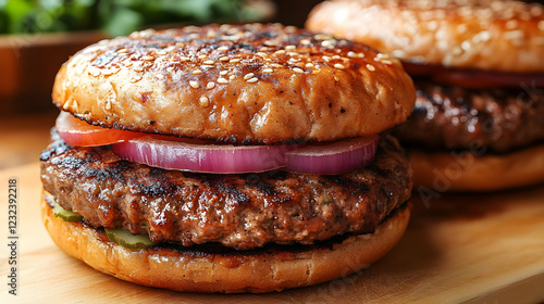 Close-Up of Delicious Burge...