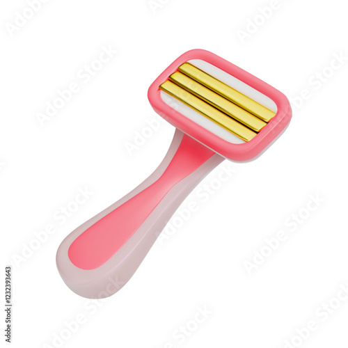 Render Razor with gold blades, a personal hygiene and beauty product. Close-up. Vector illustration on isolated white background.