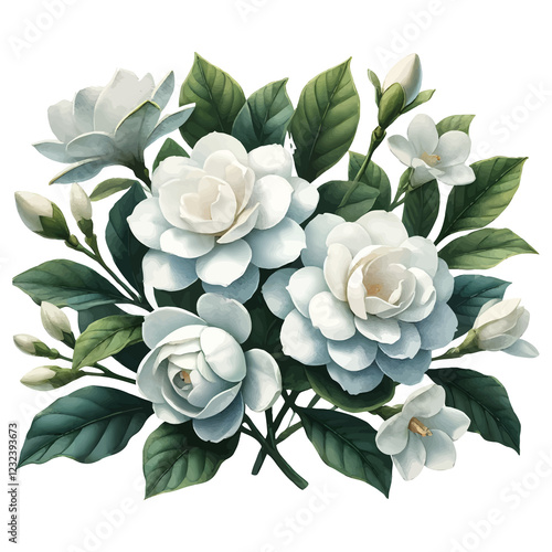 Fototapeta Naklejka Na Ścianę i Meble -  watercolor floral pattern with roses and gardenia illustration