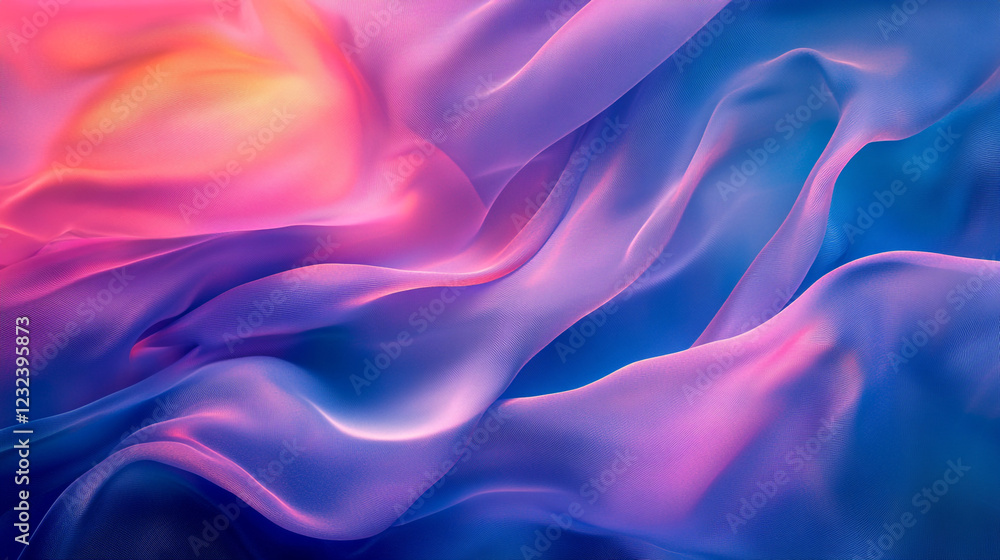Obraz premium Abstract Pink Blue Purple Gradient Fabric Texture Background Flowing Elegant Soft Waves Design Art 