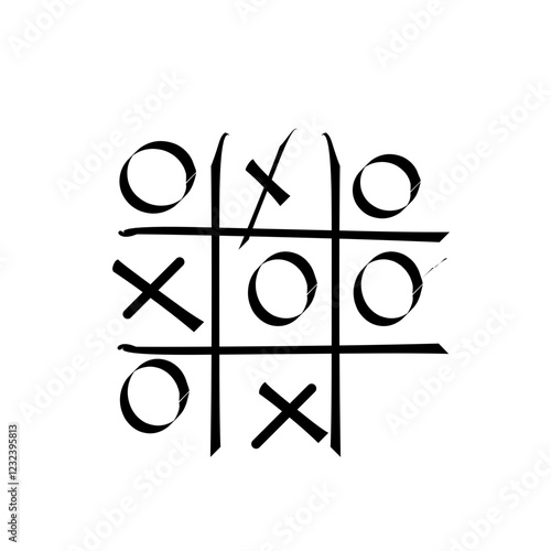 Tic-Tac-Toe Game. Vector illustration. Hand drawn tic toe game logosymbol.