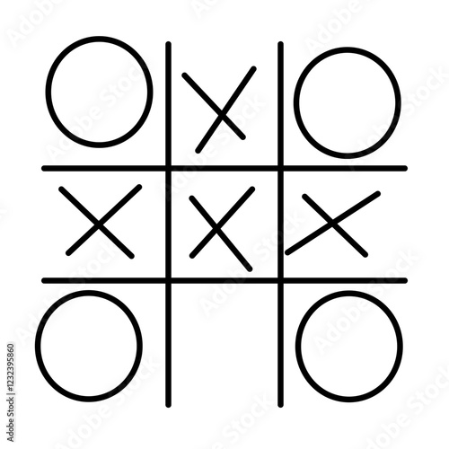 Tic-Tac-Toe Game. Vector illustration. Hand drawn tic toe game logosymbol.