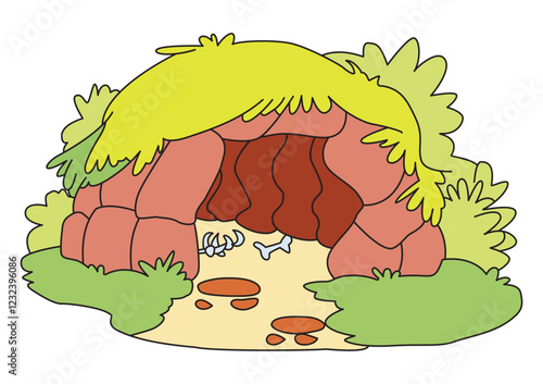 Nature cave in forest vector illustration