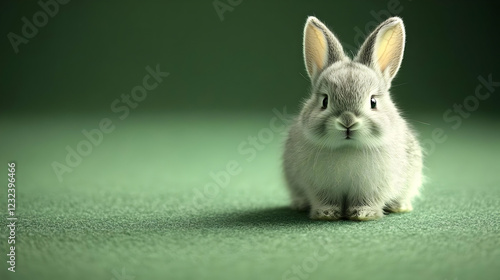 A Fluffy Gray Baby Bunny Si...