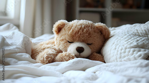 A Cute Teddy Bear Sleeps Pe...