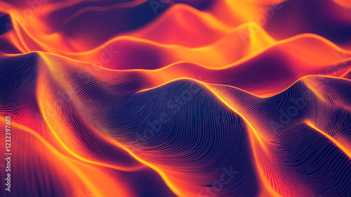 Abstract Orange Red Dynamic Wave Background Digital Art Design Texture Lines Curve Waves Color Image