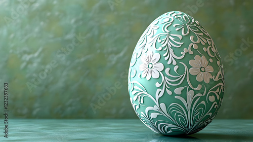 Elegant Teal Easter Egg wit...