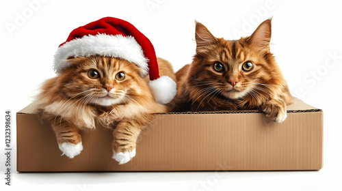 Two Ginger Cats Relaxing in...