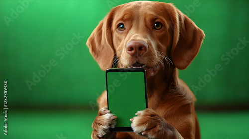 Cute Dog Holds Smartphone w...