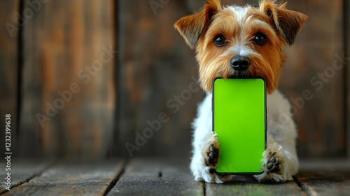 Adorable Dog Holds Smartpho...
