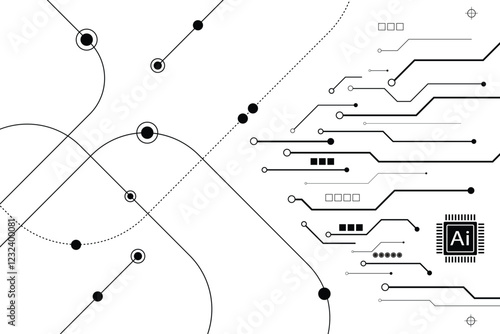 Abstract futuristic circuit board Illustration, Circuit board with "GENERATIVE AI ". Circuit board pattern for technology background. Vector illustration on white background.