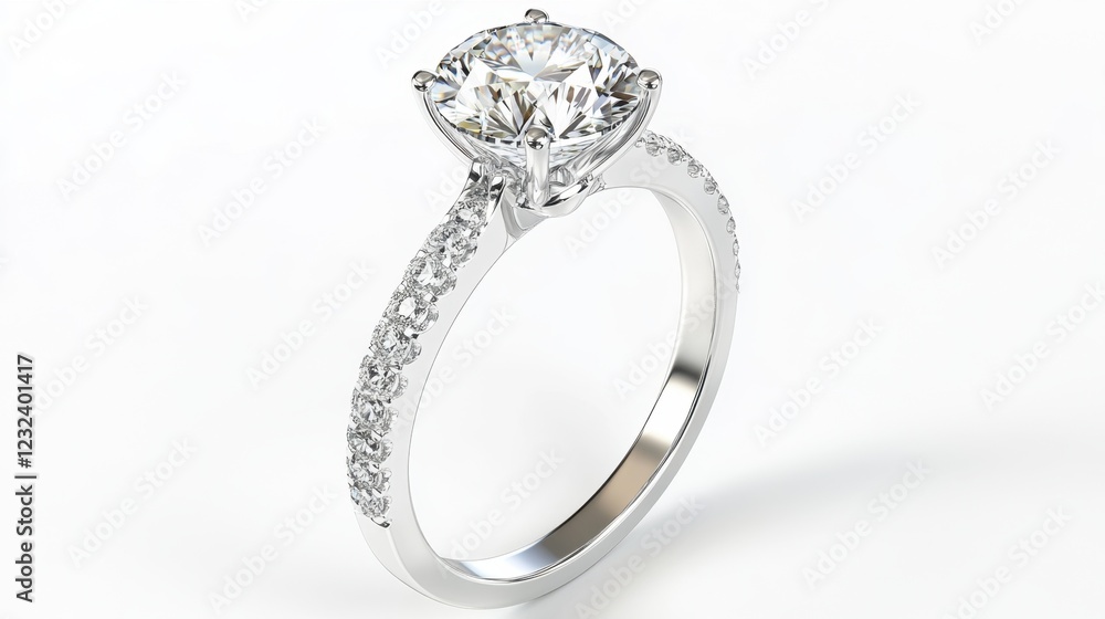 A side-profile view of a diamond ring highlighting its detailed setting on white. A side-profile view of a diamond ring highlighting its detailed setting on white.