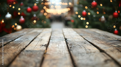 Empty Wooden Table Top With...