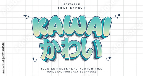 Editable text style effect - Kawai text style theme.