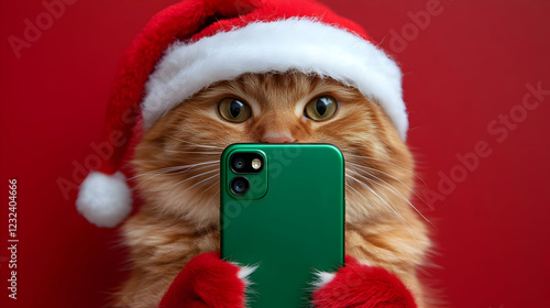 Ginger Cat Holds Green Smar...