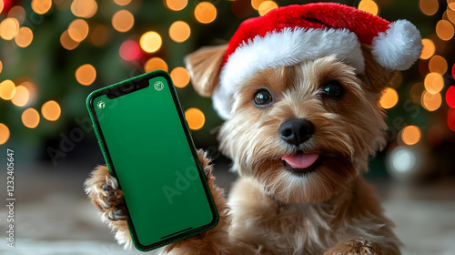 Adorable Dog Shows Green Sc...