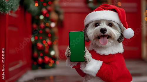 Adorable Dog in Santa Outfi...