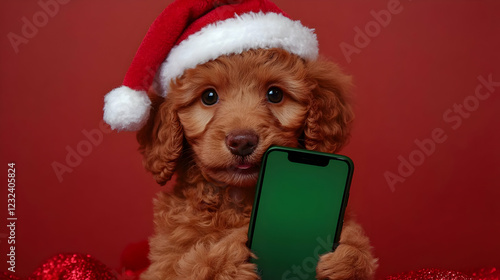Adorable Puppy in Santa Hat...