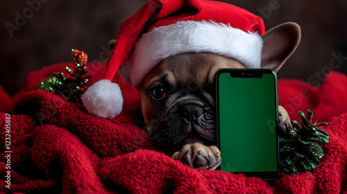 Adorable Puppy in Santa Hat...