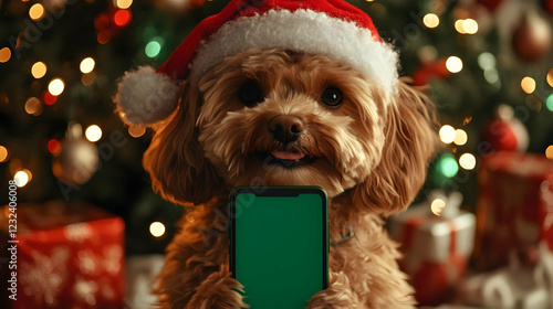 Adorable Dog Holds a Green ...