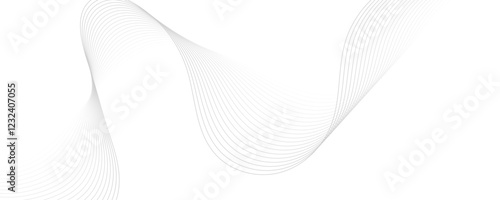 Gray wave curve lines abstract background with flowing particles. Digital energy waves technology concept. Modern backdrop design for business, presentation, banner.