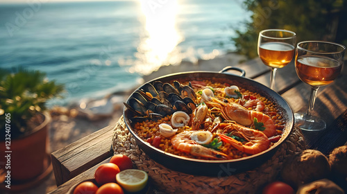 Seafood Paella Enjoys Ocean...