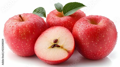 Fresh Red Apples with Leave...