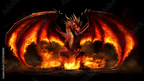 Fiery Dragon Perches Majest...