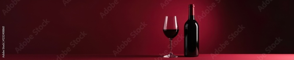 Elegant red wine bottle and glass, rich color , wine, red Elegant red wine bottle and glass, rich color , wine, red