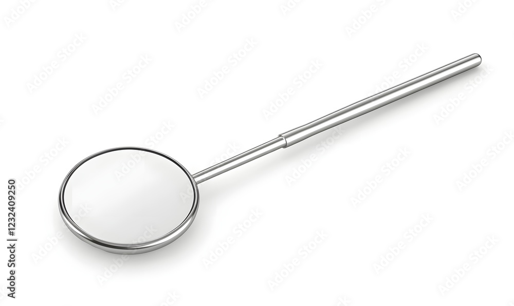 Chrome telescopic mirror isolated on white background; for dental, beauty, or medical use Chrome telescopic mirror isolated on white background; for dental, beauty, or medical use
