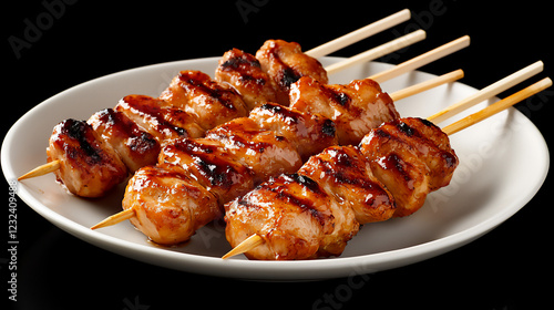  yakitori plate with tare sauce