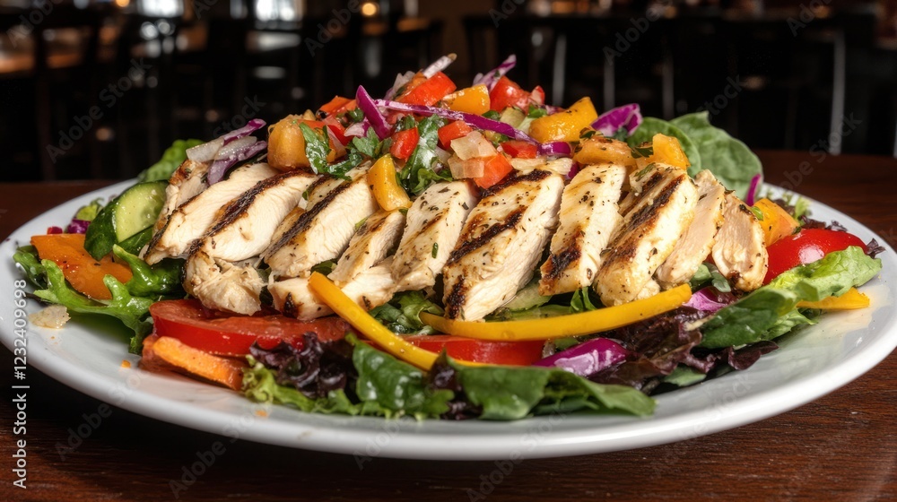 Grilled Chicken Salad with Fresh Vegetables and a Zesty Dressing Grilled Chicken Salad with Fresh Vegetables and a Zesty Dressing