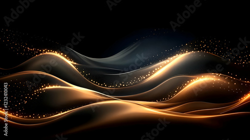 Abstract golden waves flow ...