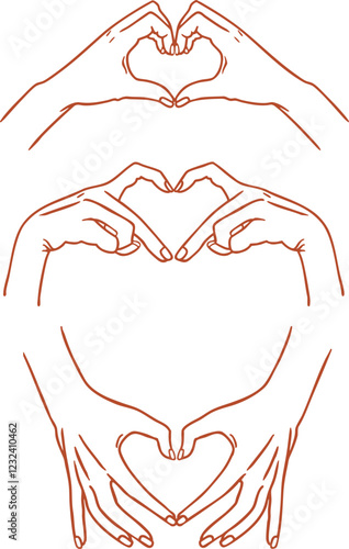 Illustration main forme coeur amour rouge Saint Valentin femme journée vecteur