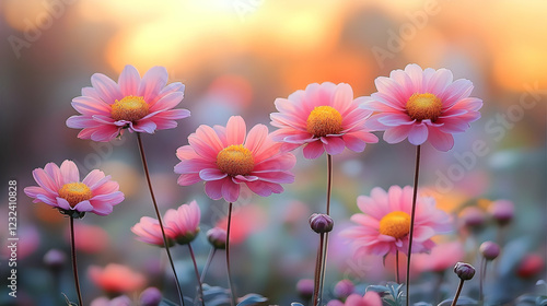 Pink flowers bloom graceful...