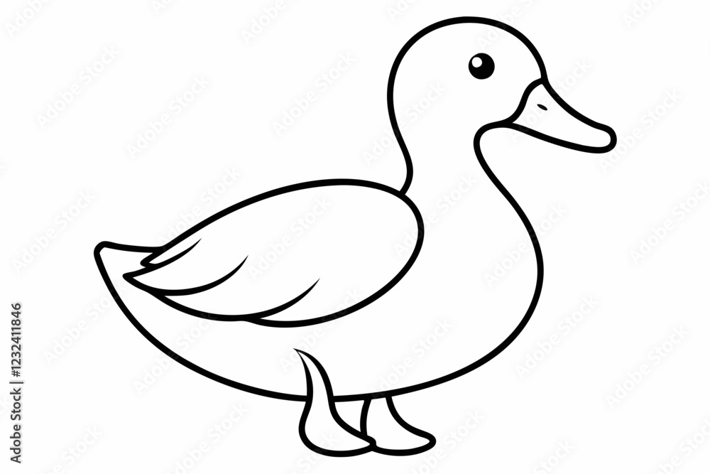 Cute Silhouette of a duck line art vector illustration. Duck Line Art with Simple Design Cute Silhouette of a duck line art vector illustration. Duck Line Art with Simple Design